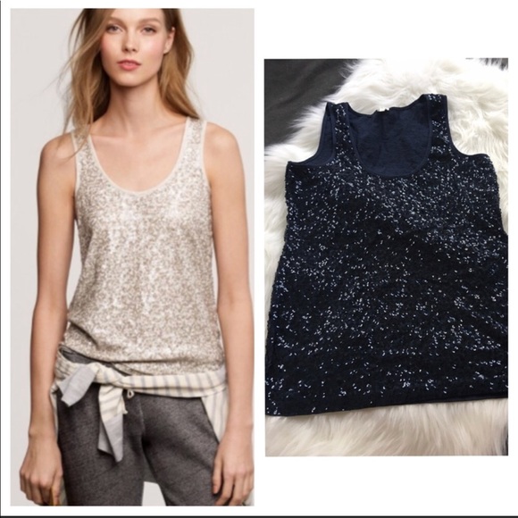 J. Crew Tops - J. Crew Navy Sequin Lined Tank EUC SZ SM Sparkly